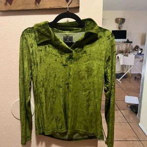 Vintage Rare 90s green velvet original Lucky brand v neck size medium